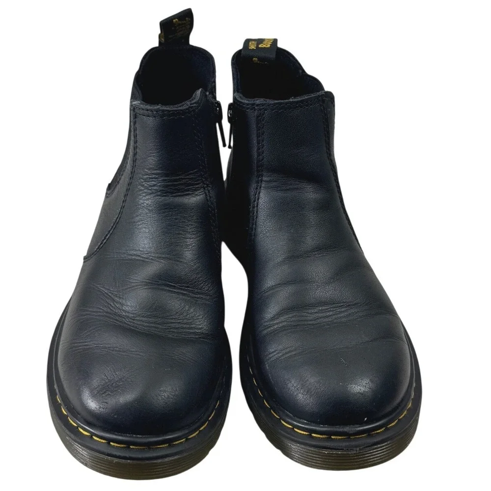 Dr. Martens 2976 J Chelsea Boots Kids Size 3 Black Leather Side Zip